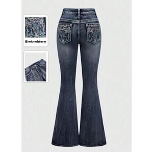 NWOT /ROMWE Sz16 - 2XL Plus Size Women's Jeans / Embroidery / Flare / Low Waist